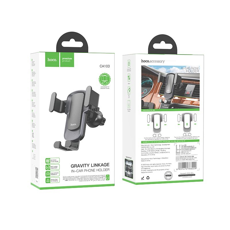 Suport Auto Gravitațional Hoco pentru Grila de Ventilație, CA103, Negru [6]