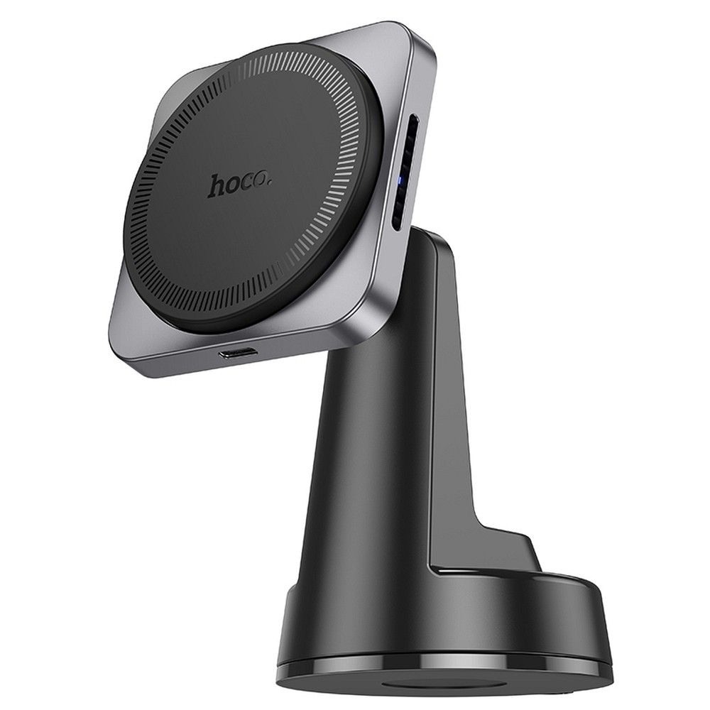 Suport Auto Hoco cu Încărcare Wireless pentru Consolă Centrală, Compatibil MagSafe, 15W, HW16, Negru/Metal Gri [2]