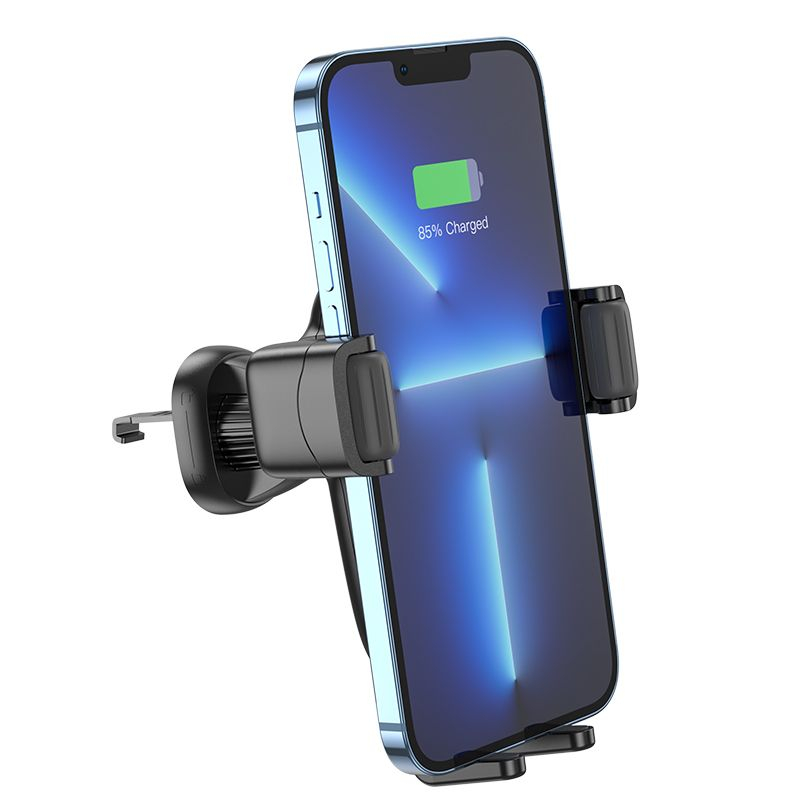 Suport Auto Hoco cu Încărcare Wireless pentru Grilaj Aerisire 15W HW01, Negru [8]