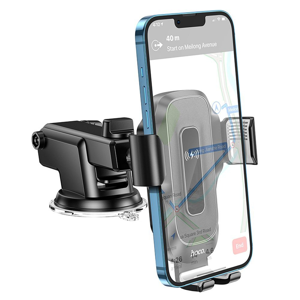 Suport Auto Hoco cu Încărcare Wireless pentru Parbriz și Consola Centrală, 15W, HW3, Negru [6]