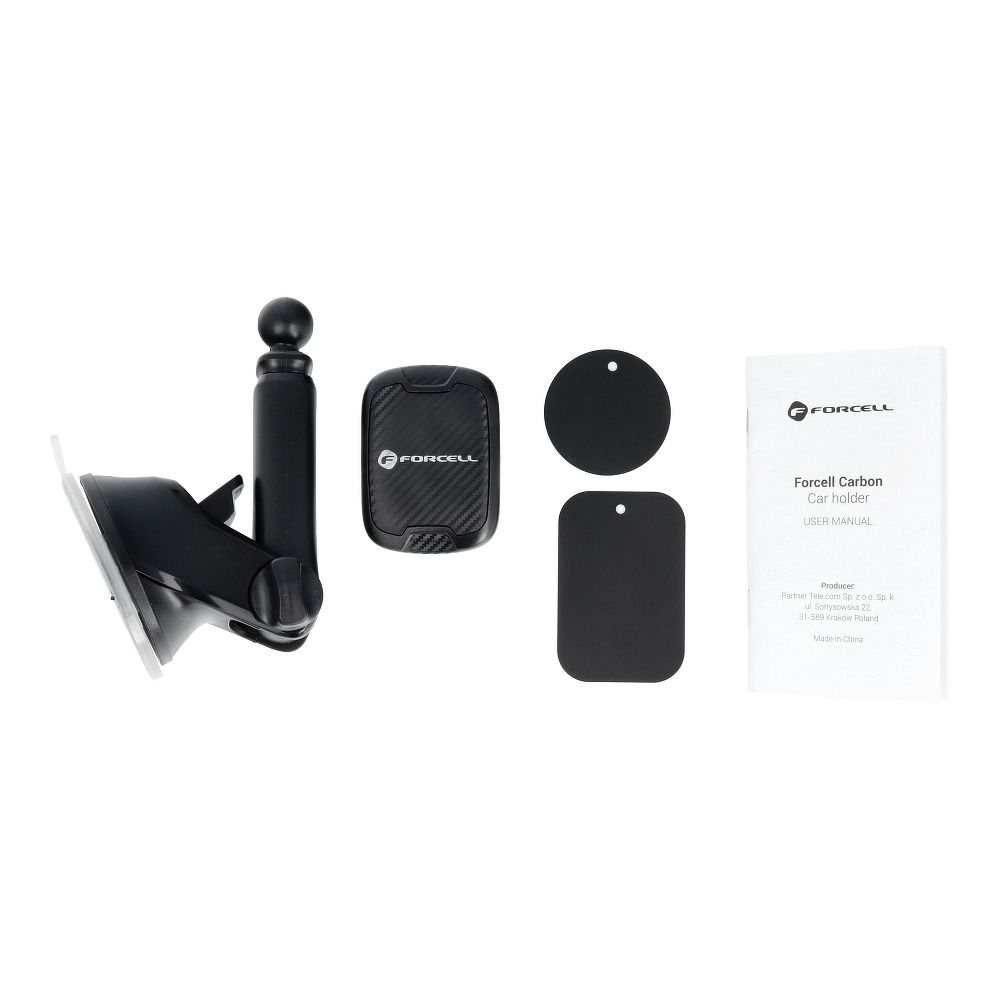 Suport Auto Magnetic Forcell F-Grip Carbon H-CT327 pentru Parbriz si Bord, Rotire 360°, Negru [5]