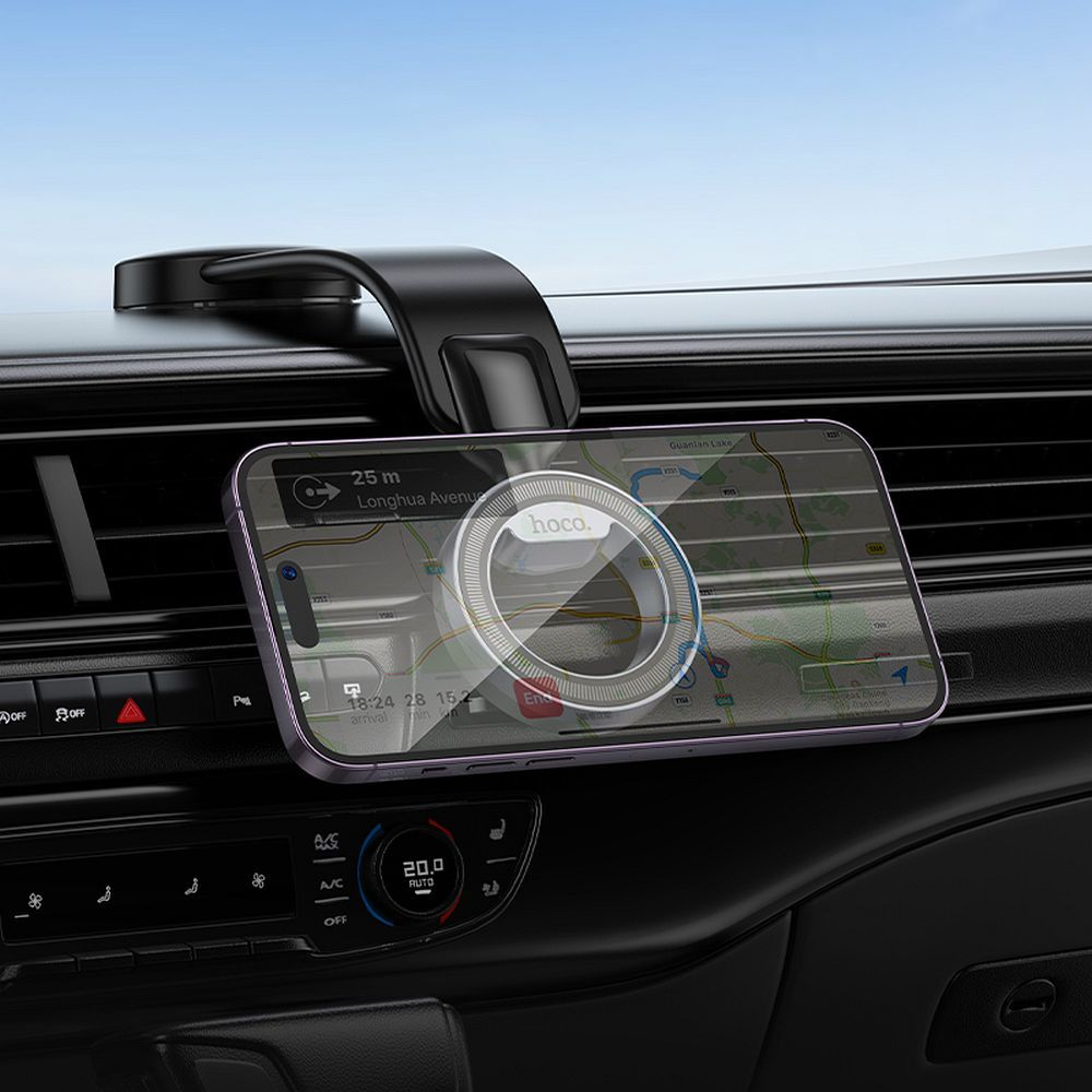 Suport Auto Magnetic Hoco H71 Compatibil MagSafe pentru Bord Negru Gri [4]