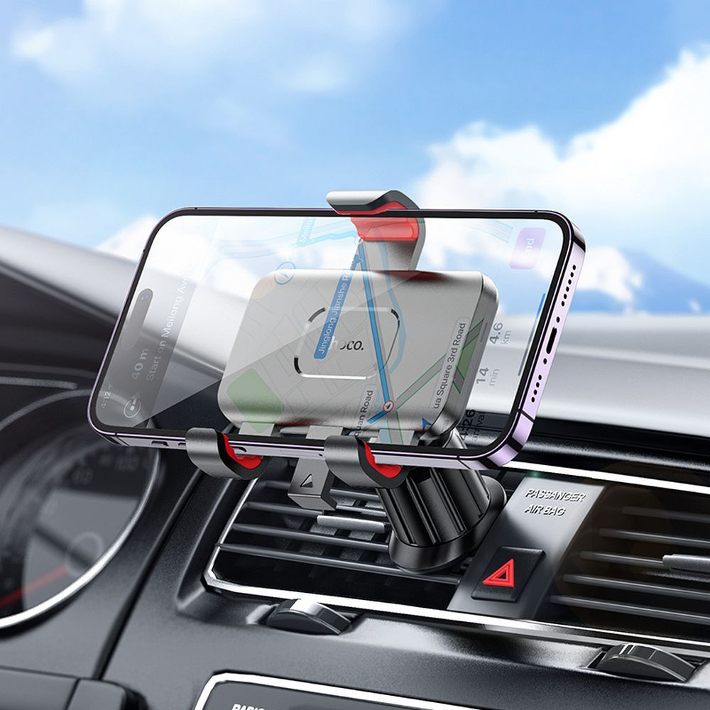 Suport Auto pentru Telefon, Prindere pe Ventilație, Model H21, Negru, Hoco [3]