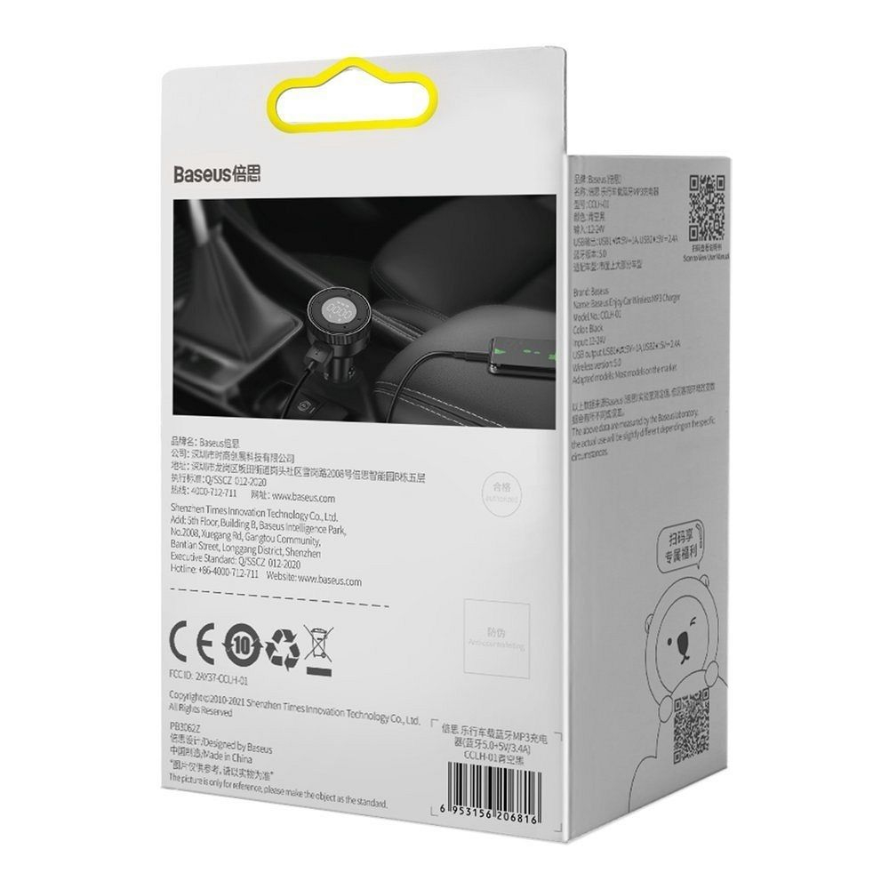 Transmițător FM Bluetooth 5.0 Baseus + Încărcător Auto 2x USB 3.4A QC3.0 – CCLH-01 [10]