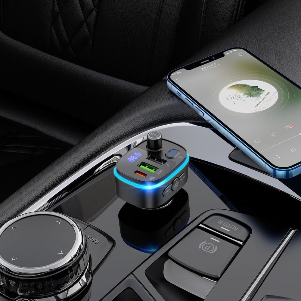 Transmiter FM Bluetooth Hoco E62 + 2xUSB + Type-C PD 20W + QC3.0 Fast – Negru [8]