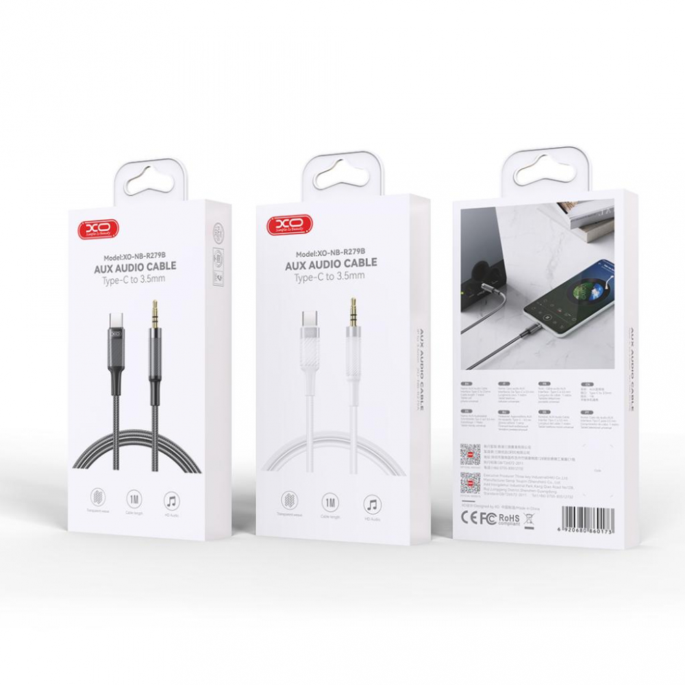 XO adaptor audio Type-C la AUX, 1m, negru (model NB-R279B) [3]