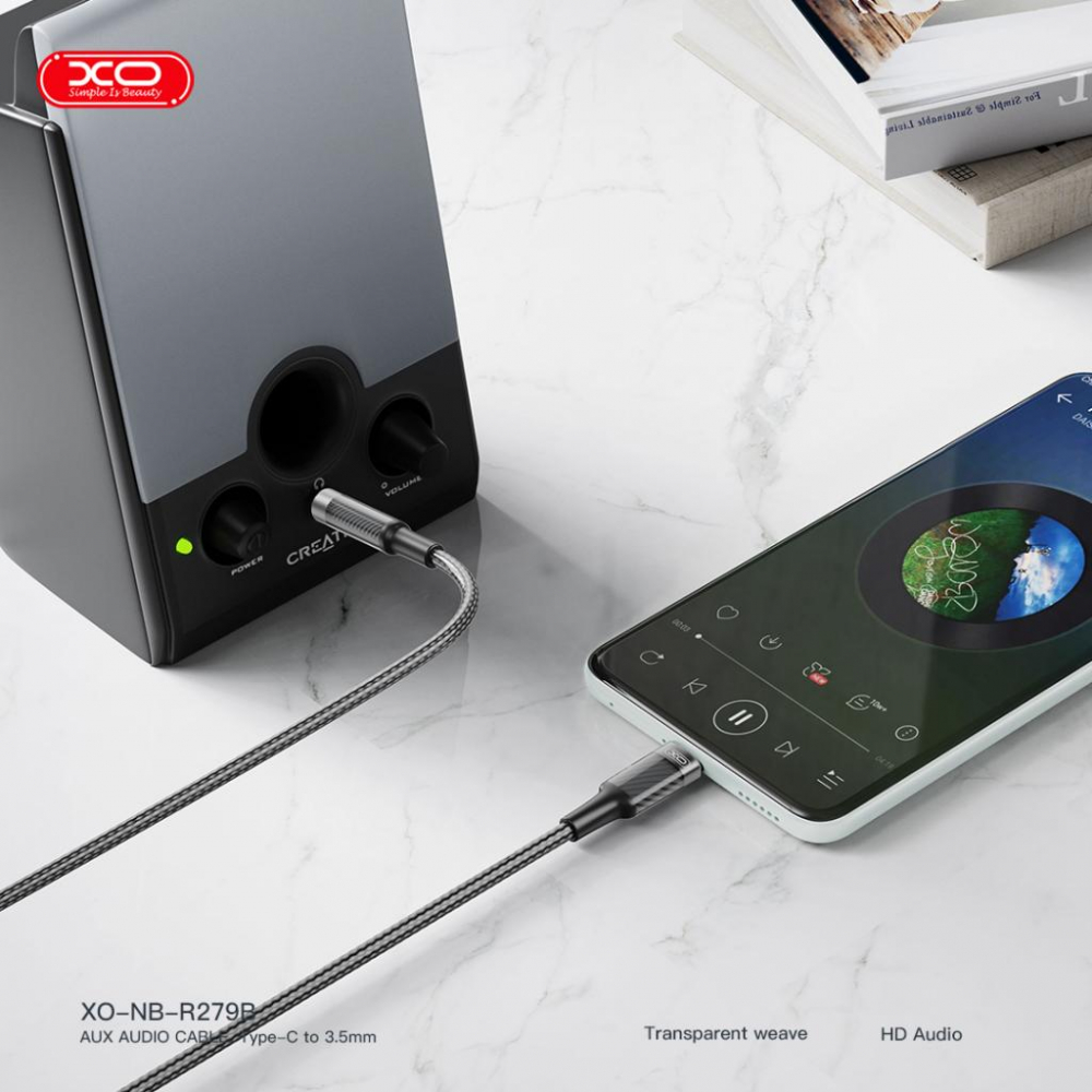XO adaptor audio Type-C la AUX, 1m, negru (model NB-R279B) [2]