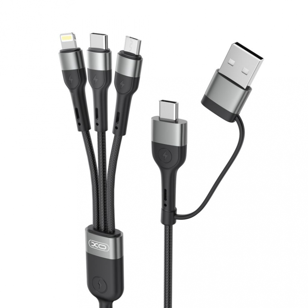XO cablu 6 în 1 USB-A + USB-C la Lightning, Type-C și Micro USB, 1.2m, 60W, 3A (model NB254) [4]