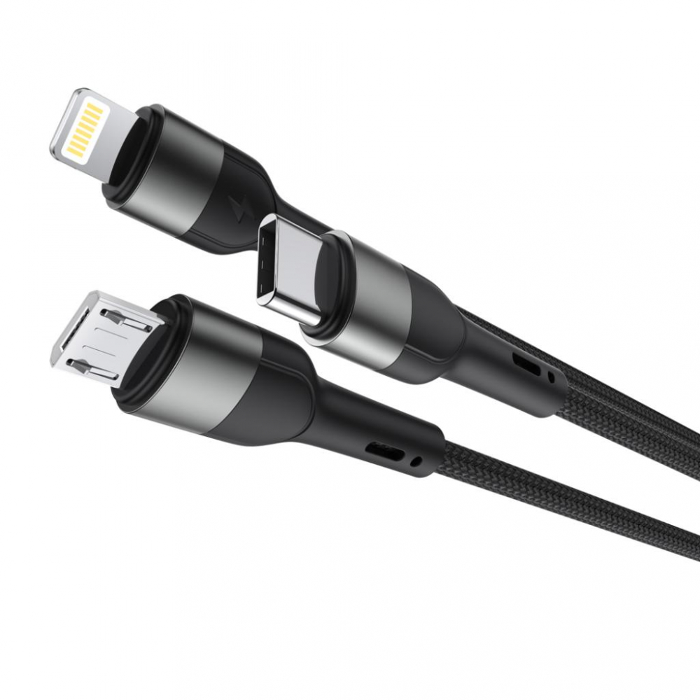 XO cablu 6 în 1 USB-A + USB-C la Lightning, Type-C și Micro USB, 1.2m, 60W, 3A (model NB254) [3]
