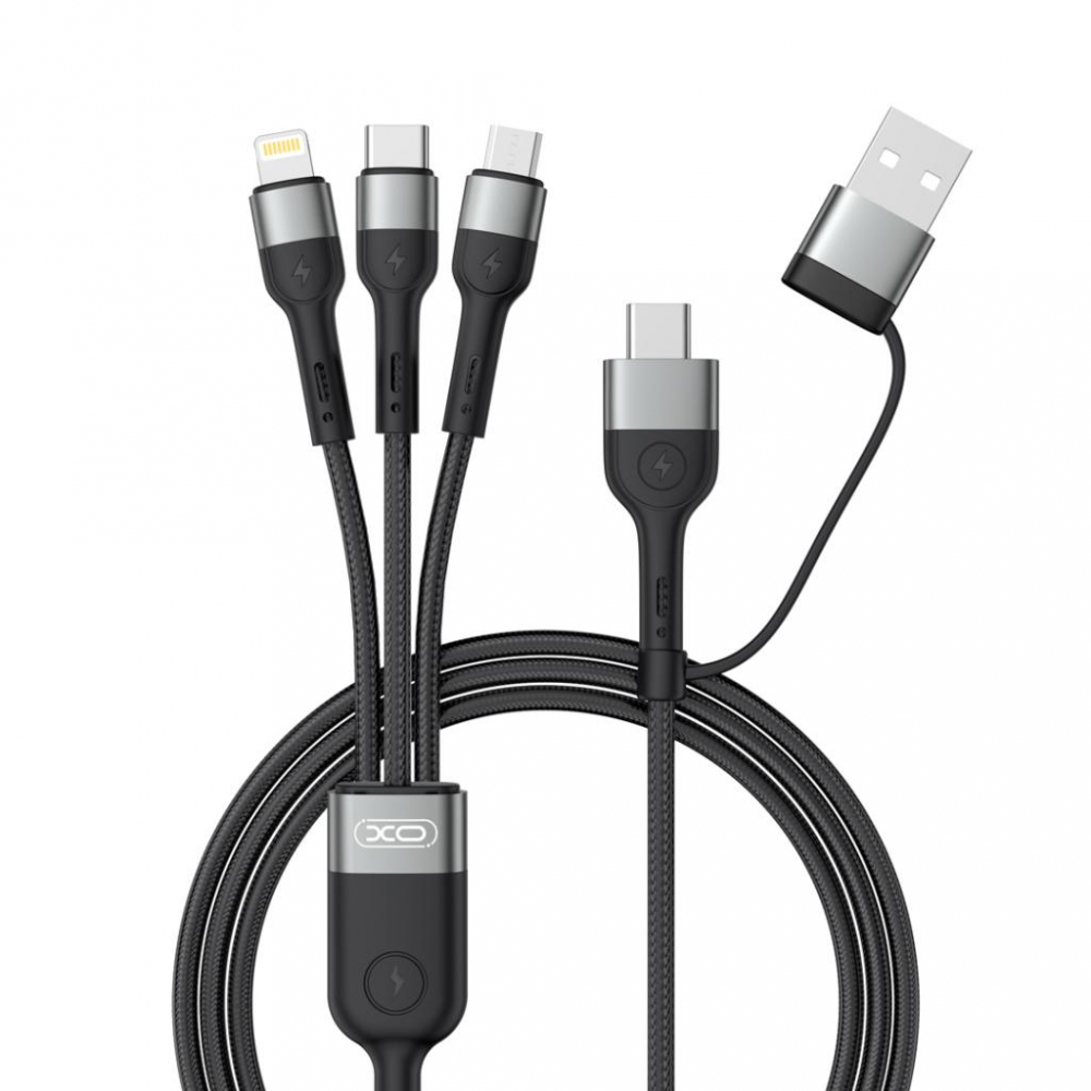 XO cablu 6 în 1 USB-A + USB-C la Lightning, Type-C și Micro USB, 1.2m, 60W, 3A (model NB254) [1]