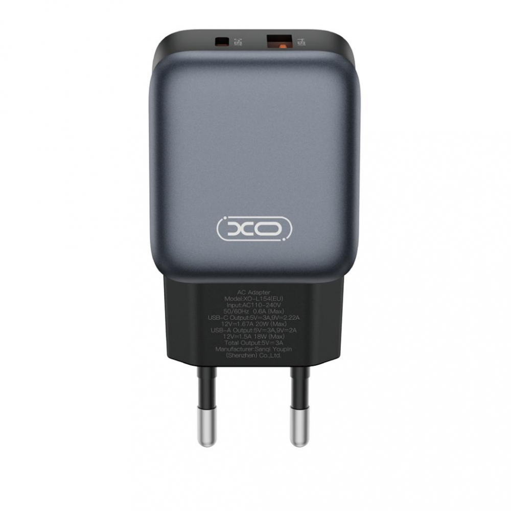 XO încărcător rețea 20W USB-A + USB-C, negru (model L154) [3]