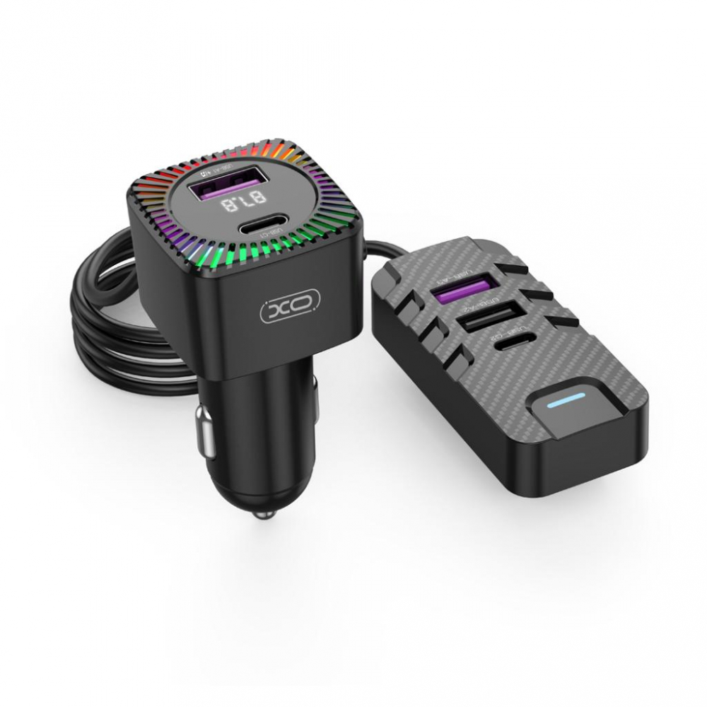 XO MP3 Wireless FM Transmitter 15.5W, 5 porturi USB-A + USB-C, negru (model BCC13) [1]