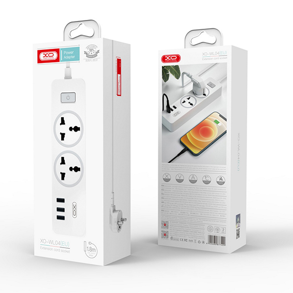 XO prelungitor 3 prize + 3 porturi USB, alb (model WL04) [3]