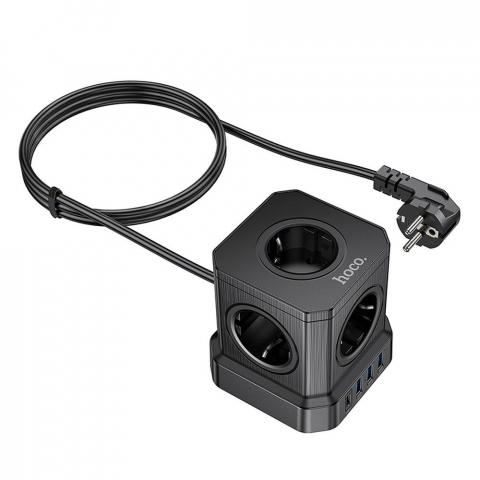 Prelungitor Multifuncțional Hoco, 5 Prize + 3 x USB-A + Type-C, 4000W, PD QC 3A - [2]