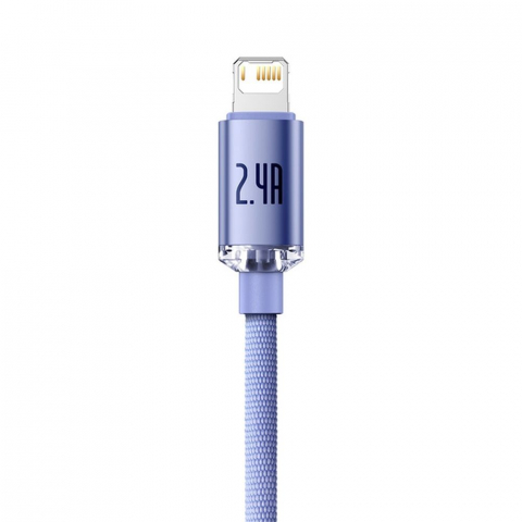 Cablu Baseus USB-A la Lightning, 2.4A, Crystal Shine Series, 1.2m, Mov [3]