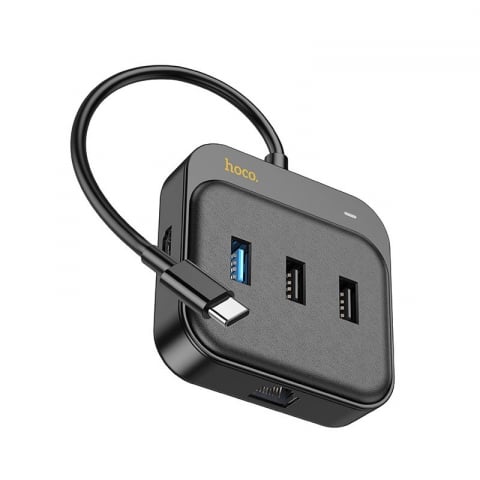 Adaptoare - HOCO Adaptor HUB 6in1 Tip C HB37 0,2m Negru - Versatilitate și Performanță la Superlativ
