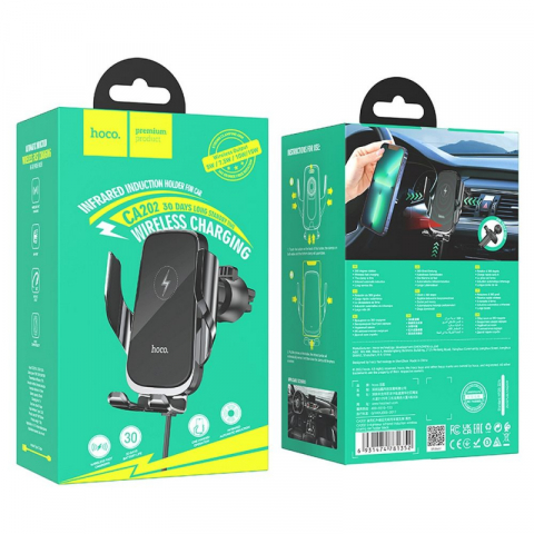 Incarcator Auto Wireless Hoco CA202, 15W, Negru [3]