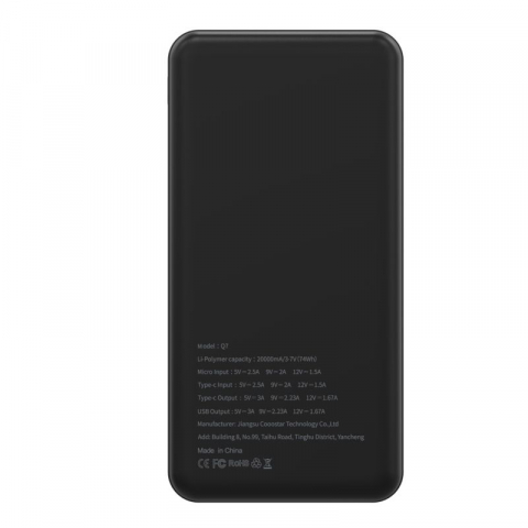 Powerbank Puridea Q7, 20000mAh, PD QC3.0, 3A, 20W, Negru [2]