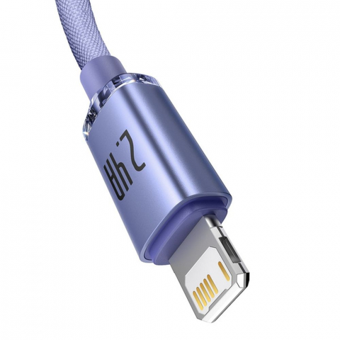 Cablu Baseus USB-A la Lightning, 2.4A, Crystal Shine Series, 1.2m, Mov [2]