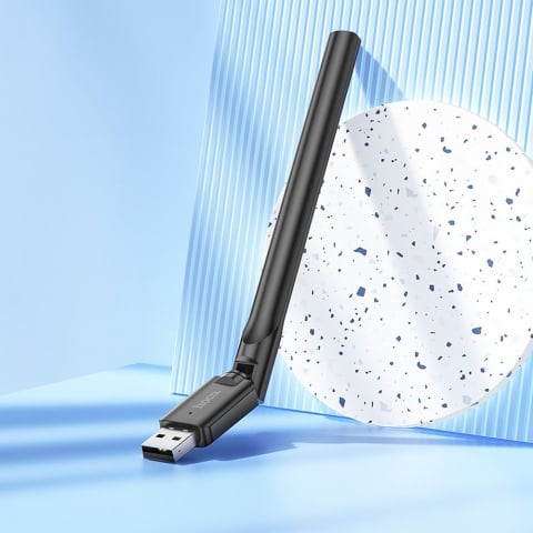 Adaptor WiFi USB Hoco Hi32 cu antenă externă, Wireless N 150Mbps, Negru [2]