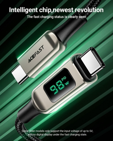 Cablu Acefast Type-C la Type-C 5A PD100W LCD C6-03 2m Argintiu [4]