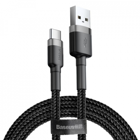 Cablu Baseus USB-A la Type-C, 1.5A, Cafule Series, 3m, Negru-Gri [3]