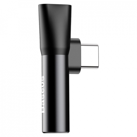 Adaptor BASEUS AUX Tip C (tată) la Jack 3,5mm (femă) + Tip C (femă) CATL41-01 Negru - Ascultare și Încărcare Simultană [2]