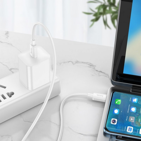 Adaptoare - Cablu Hoco X96, USB Type-C la USB Type-C, Încărcare Rapidă PD 60W, 1m, Alb