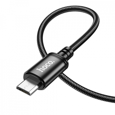 Cablu USB-A la Micro-USB Hoco X89 – 2.4A, 2m, Negru [2]