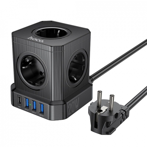 Prelungitor Multifuncțional Hoco, 5 Prize + 3 x USB-A + Type-C, 4000W, PD QC 3A - [7]