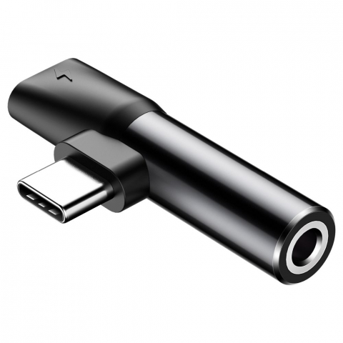 Adaptor BASEUS AUX Tip C (tată) la Jack 3,5mm (femă) + Tip C (femă) CATL41-01 Negru - Ascultare și Încărcare Simultană [5]