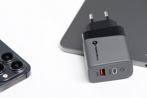 Încărcător de Călătorie Forcell F-Energy GaN VT-39, Type-C + USB-A, PD QC 4.0, 4A, 45W, Gri [5]