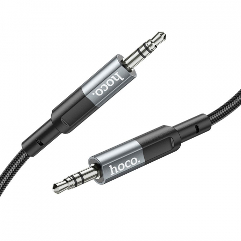 Cabluri - Hoco Cablu AUX Jack 3.5mm la Jack 3.5mm, 1m, Gri Metalic