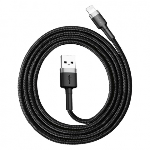 Cablu Baseus USB-A la Lightning, 2.4A, Cafule Series, 1m, Negru-Gri [2]