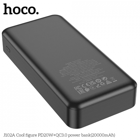 Power Bank Hoco J102A, 20000 mAh, 20W, PD + QC 3.0, negru – putere portabilă oriunde [1]