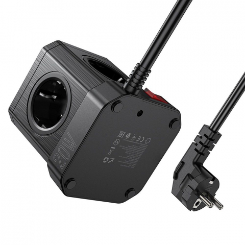 Prelungitor Multifuncțional Hoco, 5 Prize + 3 x USB-A + Type-C, 4000W, PD QC 3A - [3]