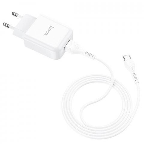 Încărcător Hoco N2 USB-A, 2.1A, cu Cablu USB-A la Type-C, Alb [1]