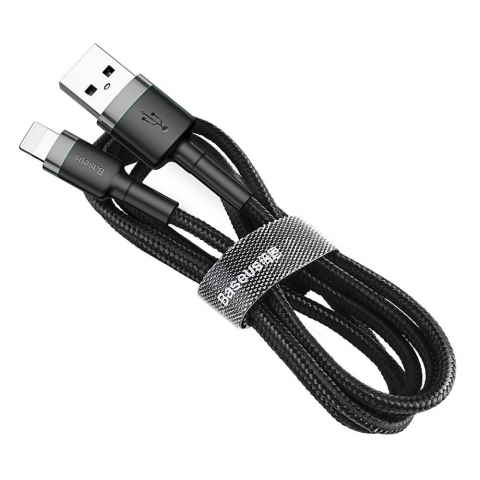 Accesorii GSM & IT - Cablu Baseus USB-A la Lightning, 2.4A, Cafule Series, 1m, Negru-Gri