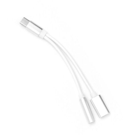 Casti - Adaptor AUX 2in1 Type-C la Jack 3.5mm + Type-C Incarcare Alba Compatibil Universal