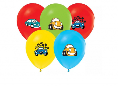 Articole petrecere - Baloane model cu masini - Set 5 Bucăți, 12 Inch (30 cm) pentru Petreceri Vesele
