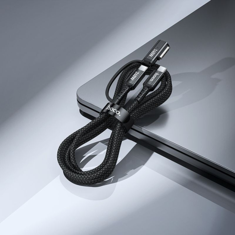 Cablu 2-în-1 USB-C to USB-C Mag3 HOCO U142, 240W, 1.8m, Black [5]