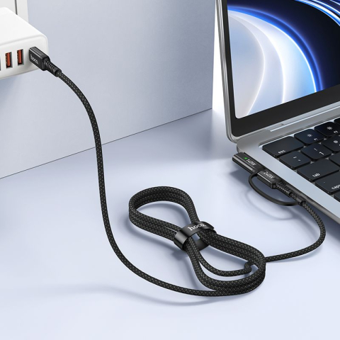 Cablu 2-în-1 USB-C to USB-C Mag3 HOCO U142, 240W, 1.8m, Black [7]