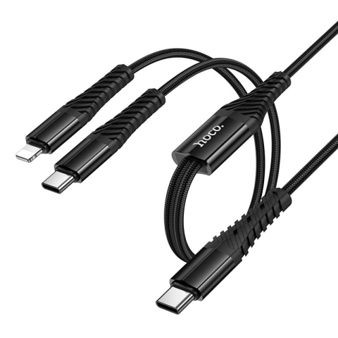 Cablu 2in1 HOCO X123 USB-C la USB-C + Lightning 1m – încărcare și date [1]