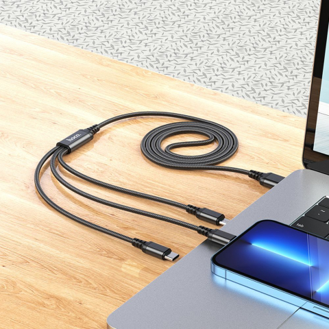 Cablu 3in1 HOCO X76 USB-A la Lightning / Micro USB / USB-C 2A 1m [3]