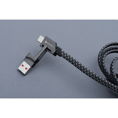 Cablu 4in1 Forcell F-Energy USB-C USB-A la USB-C Lightning 60W PD QC 1M Chrome [4]