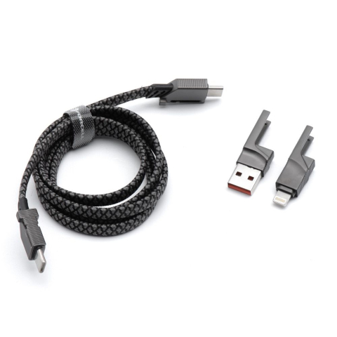 Cablu 4in1 Forcell F-Energy USB-C USB-A la USB-C Lightning 60W PD QC 1M Chrome [1]