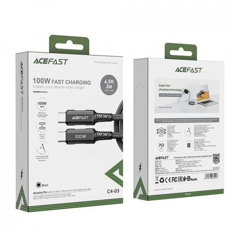 Cablu Acefast Type-C la Type-C 5A PD100W LCD C4-03 2m Negru [4]