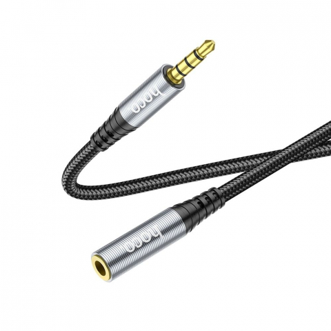 Cablu AUX Hoco Jack 3.5 mm Male la Jack 3.5 mm Female, 1 m, Negru [2]
