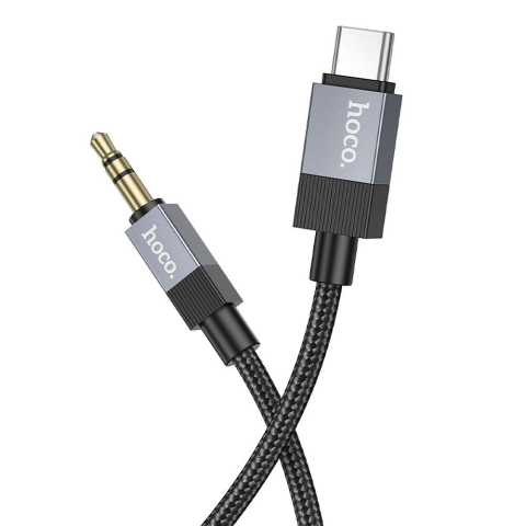 Cablu AUX Jack 3.5 mm la USB-C HOCO UPA32B, 1m, Black [1]