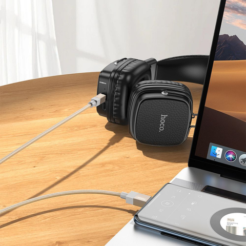 Cablu AUX Jack 3.5 mm la USB-C HOCO UPA32B, 1m, Black [2]
